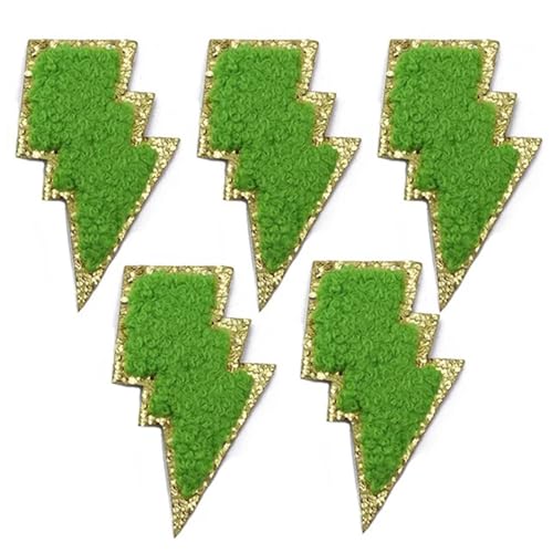 5 Stücke Bunte Goldene Rand Blitz Eisen Auf Patches for Kleidung DIY Stickerei Applique Schmelzsicherung Patch DIY Kleidung Dekoration(Green) von PSNKLMM