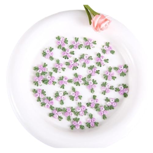 50 Stück rot grün blau gestickte florale Spitzenflicken Nähzubehör Reparatur 2 cm breit(Purple) von PSNKLMM