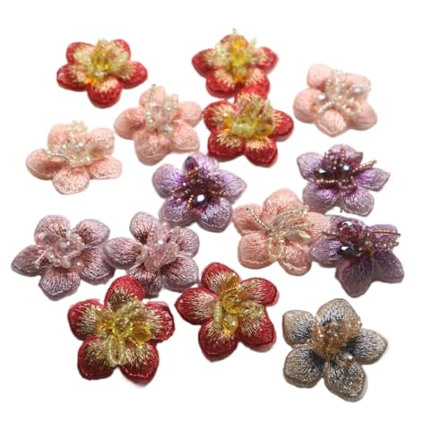 Handgefertigte weiße Blumen-Perlen-Patches for Kleidung, DIY, for Aufnähen, bestickte Applikationen(15pc mix) von PSNKLMM