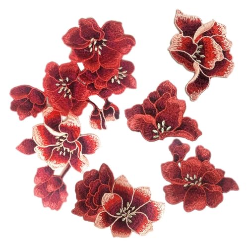 Rote Pflaumenblüten-Blumen-Stickerei-Patches, Stoffaufkleber, Applikationen, Kleidung, for Aufnähen, Basteln, Nähen, Reparatur, 5 Stück Rote Pflaumenblüten-Blumen-Stickerei-Patches, Stoffaufkleber, Applikationen, Kleidung, for Aufnähen, Basteln, Nähen, Reparatur, 5 Stück von PSNKLMM
