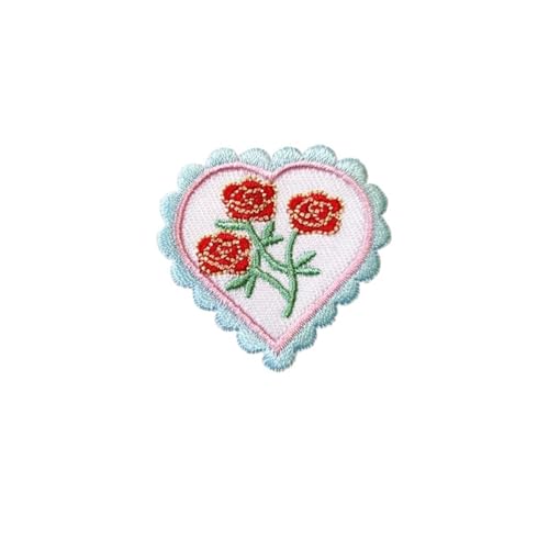 Selbstklebende, bestickte, niedliche Blumen-Herz-Aufnäher for Mädchen, Rucksäcke, Schuhe, Hüte, Scrapbooking, Dekoration, DIY-Nähzubehör(Patch 5) von PSNKLMM