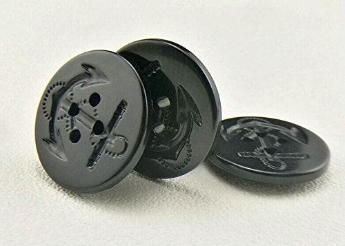 50 Stück Navy Type Peacoat Pea Coat Anchor Black Plastic Buttons Wählen Sie die Größe (Color : Nero, Size : 21mm) von PSVOD