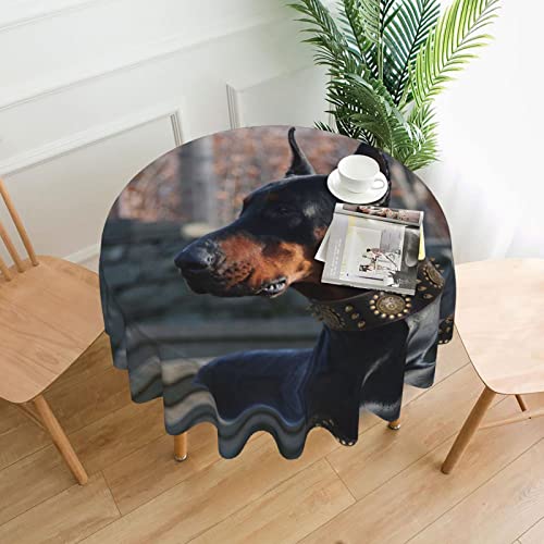 PSVOD Dobermann Runde Tischdecke, waschbar, dekorativ, rund, für Restauranttische, Partys und Picknicks, 152,4 cm von PSVOD
