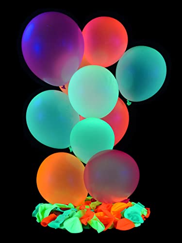 1000 Stk. Schwarzlicht Partyballons Neon Gemischt Partydekoration Bühnendeko Eventdeko UV-aktiv von PSYWORK