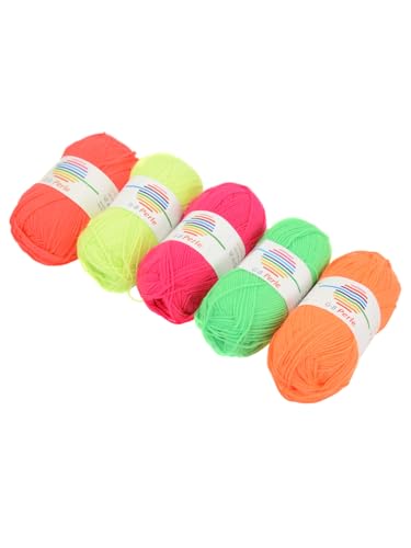5er-Pack | 50g Wolle | G-B Perle | Neon | Gelb Grün Rot Orange Pink | Garn | Stricken | Häkeln | Acrylwolle von PSYWORK