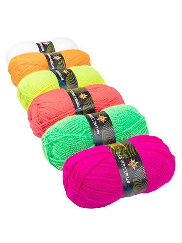 PSYWORK 6er Pack 6 x 50g Schwarzlicht Wolle Neon | Gemischt Farben Mix Bunt Multicolor Sortiment | Strickgarn aus 100% Polyacryl | zum Häkeln & Stricken | fluoreszierend leuchtend PSYWORK 6er Pack 6 x 50g Schwarzlicht Wolle Neon | Gemischt Farben Mix Bunt Multicolor Sortiment | Strickgarn aus 100% Polyacryl | zum Häkeln & Stricken | fluoreszierend leuchtend von PSYWORK