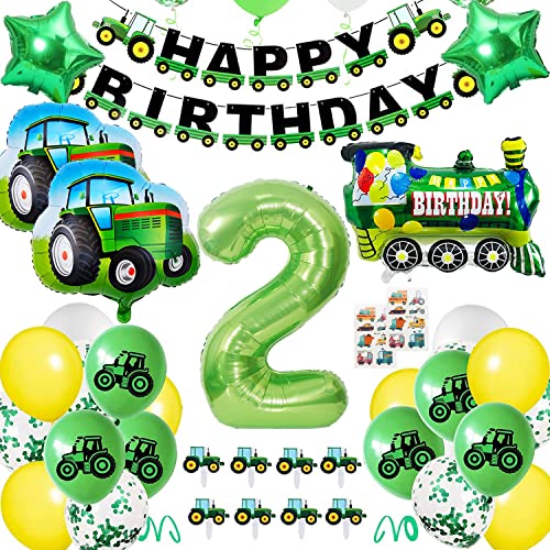 PT Decals Geburtstagsdeko 2 jahre Junge,Traktor Geburtstag Deko, Luftballon Traktor Deko kindergeburtstag, Folienballon Traktor für Geburtstagdeko Babyshower Jungen (Nummer 2) von MUSELK