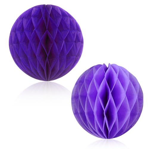 2 Stück Lila Wabenbälle Deko, 20 cm Papier Ball Seidenpapier Blumenball Pom Poms Ball für Happy Birthday Hochzeit Zuhause Party Dekoration 2 Stück Lila Wabenbälle Deko, 20 cm Papier Ball Seidenpapier Blumenball Pom Poms Ball für Happy Birthday Hochzeit Zuhause Party Dekoration von PT Haahoos