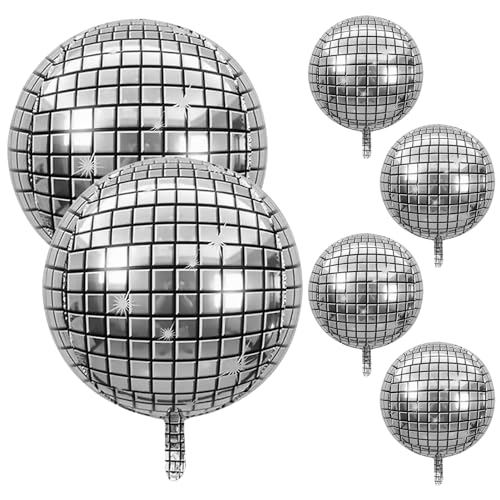 6 Stück Disco Folienballons, Disco Party Luftballons, Disco Aluminium Mylar Helium Ballons für Disco Fieber Party Dekoration, 70er und 80er Jahre Disco Party Dekoration von PT Haahoos