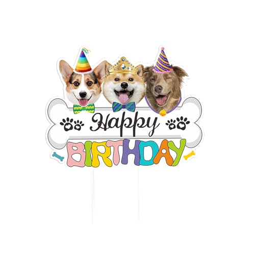 Happy Birthday Tortendeko, 18cm Großen Happy Birthday Kuchenaufsatz Topper für Hunde Welpen Party Dekorationen für Haustier Geburtstag Party Dekorationen von PT Haahoos