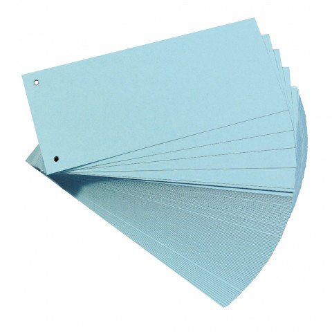 Qualitäts Trennstreifen 10,5x24cm Kraftkarton durchgefärbt gelocht (100er Packung, Blau - hellblau) von PTB