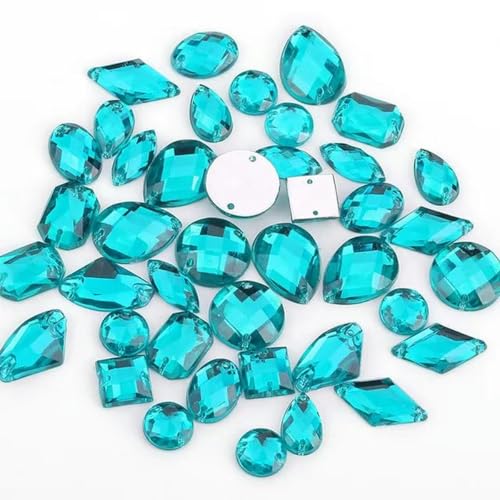100 Stück Acryl-Strasssteine in gemischten Formen, Glitzerkristalle, Acryl-Strasssteine zum Aufnähen für DIY-Kleidung, Nähperlen, Türkis 100 Stück Acryl-Strasssteine in gemischten Formen, Glitzerkristalle, Acryl-Strasssteine zum Aufnähen für DIY-Kleidung, Nähperlen, Türkis von PTBMBZ