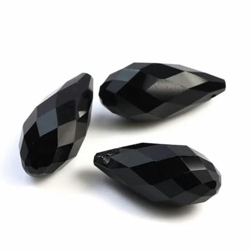 20 Stück 10 x 20 mm Glasperlen-Anhänger, facettierte Tropfenperlen, lose Kristallperlen zur Schmuckherstellung, Schwarz 20 Stück 10 x 20 mm Glasperlen-Anhänger, facettierte Tropfenperlen, lose Kristallperlen zur Schmuckherstellung, Schwarz von PTBMBZ