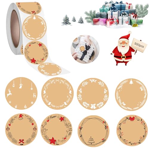 Aufkleber Weihnachten,500 Stk 4cm Rund Weihnachtsaufkleber, Kraftpapier Aufkleber Etiketten, Weihnachts Aufkleber Rolle,für DIY handgemachte Grußkarten,Bonbontüten, Geschenkverpackungen Aufkleber Weihnachten,500 Stk 4cm Rund Weihnachtsaufkleber, Kraftpapier Aufkleber Etiketten, Weihnachts Aufkleber Rolle,für DIY handgemachte Grußkarten,Bonbontüten, Geschenkverpackungen von PTBWS
