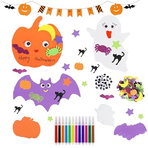 Halloween Basteln Kinder,24PCS Halloween Kürbis Schaum Aufkleber, Kürbis Bastelsets für Kinder, DIY Kürbis Bastelset für Halloween Party Deko Halloween Basteln Kinder,24PCS Halloween Kürbis Schaum Aufkleber, Kürbis Bastelsets für Kinder, DIY Kürbis Bastelset für Halloween Party Deko von PTBWS