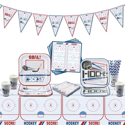 102Pcs Eishockey Party Dekorationen - Eishockey Geburtstag Party Supplies umfassen Eishockey Thema Tassen, Party Teller und Servietten für Kinder Fan Sportevents Eishockey Dekor, servieren 20 102Pcs Eishockey Party Dekorationen - Eishockey Geburtstag Party Supplies umfassen Eishockey Thema Tassen, Party Teller und Servietten für Kinder Fan Sportevents Eishockey Dekor, servieren 20 von PTECDROTS