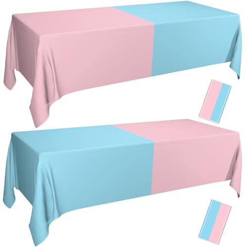 2Pcs Geschlecht Reveal Tischdecken - Geschlecht Reveal Tischdekorationen Assorted Color Tischdecken Rechteckig Rosa und Blau Tischdecke für Junge oder Mädchen Geschlecht Reveal Party, 130 x 220cm von PTECDROTS