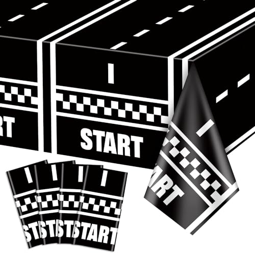 PTECDROTS 4 Stück Rennwagen-Tischdecken, Rennbahn-Tischdecken, rechteckige Karierte Flagge Tischdecken, Rennwagen-Party-Dekorationen für Jungen Kinder Autos Geburtstag Dekorationen, 130 x 220cm PTECDROTS 4 Stück Rennwagen-Tischdecken, Rennbahn-Tischdecken, rechteckige Karierte Flagge Tischdecken, Rennwagen-Party-Dekorationen für Jungen Kinder Autos Geburtstag Dekorationen, 130 x 220cm von PTECDROTS