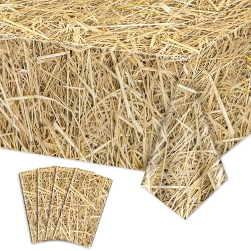 PTECDROTS 4 Stück Stroh-Tischdecke, rechteckig, wasserdicht, Bauernhof-Tischdecke, Heustapel für Bauernhof-Party-Dekorationen, Cowboy-Western-Mottoparty-Zubehör, 130 x 220 cm PTECDROTS 4 Stück Stroh-Tischdecke, rechteckig, wasserdicht, Bauernhof-Tischdecke, Heustapel für Bauernhof-Party-Dekorationen, Cowboy-Western-Mottoparty-Zubehör, 130 x 220 cm von PTECDROTS
