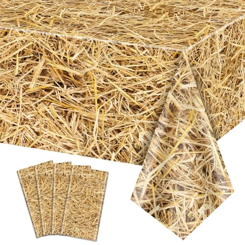 4 Stück Stroh Tischdecke Rechteckig Stroh Tischdecke Wasserdicht Bauernhof Tischdecke Heu Stacks für Bauernhof Party Dekorationen Cowboy Western Thema Party Supplies, 130x220cm 4 Stück Stroh Tischdecke Rechteckig Stroh Tischdecke Wasserdicht Bauernhof Tischdecke Heu Stacks für Bauernhof Party Dekorationen Cowboy Western Thema Party Supplies, 130x220cm von PTECDROTS