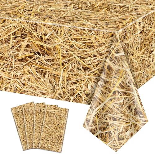 4 Stück Stroh Tischdecke rechteckig Stroh Tischdecke wasserdicht Bauernhof Tischdecke Heu Stacks für Bauernhof Party Dekorationen Cowboy Western Thema Party Supplies, 130x270cm 4 Stück Stroh Tischdecke rechteckig Stroh Tischdecke wasserdicht Bauernhof Tischdecke Heu Stacks für Bauernhof Party Dekorationen Cowboy Western Thema Party Supplies, 130x270cm von PTECDROTS