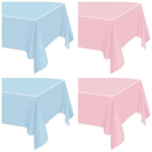 4Pcs Geschlecht Reveal Tischdecken - Geschlecht Reveal Tischdekorationen Rechteckige rosa und Blaue Tischdecke für Geschlecht Reveal Dekorationen, Junge oder Mädchen Geschlecht Reveal Party Zubehör von PTECDROTS