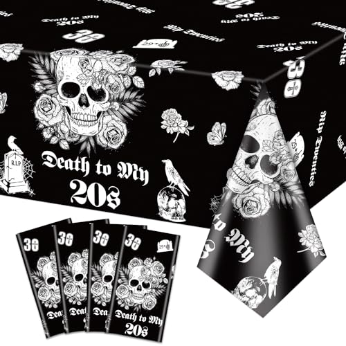 4Pcs Tod zu Meinem 20er Tischdecken, schwarz rechteckig 30. Geburtstag Tischdekorationen für 30. Geburtstag Halloween Beerdigung Party Rip 20s Geburtstag Dekorationen, 130 x 220cm 4Pcs Tod zu Meinem 20er Tischdecken, schwarz rechteckig 30. Geburtstag Tischdekorationen für 30. Geburtstag Halloween Beerdigung Party Rip 20s Geburtstag Dekorationen, 130 x 220cm von PTECDROTS