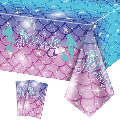 Meerjungfrauen-Tischdecken, rechteckige Meerjungfrau-Tischdecken, Einweg-Tischdecken für Partys unter dem Meer, Babyparty, Meerjungfrauen-Geburtstagsdekorationen Partyzubehör, 130 x 220cm Meerjungfrauen-Tischdecken, rechteckige Meerjungfrau-Tischdecken, Einweg-Tischdecken für Partys unter dem Meer, Babyparty, Meerjungfrauen-Geburtstagsdekorationen Partyzubehör, 130 x 220cm von PTECDROTS