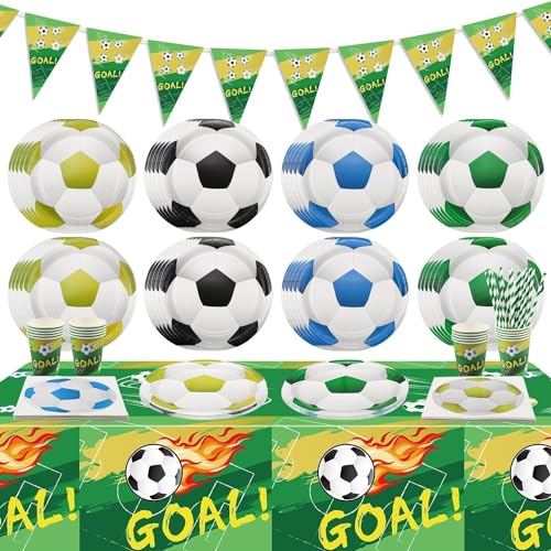 102Pcs Fußball-Party-Dekorationen - Fußball-Party-Supplies einschließlich Fußball-Teller, Servietten, Tassen, Geburtstag Banner für Kinder Fußball-Thema Fan-Sport-Veranstaltung,servieren 20 102Pcs Fußball-Party-Dekorationen - Fußball-Party-Supplies einschließlich Fußball-Teller, Servietten, Tassen, Geburtstag Banner für Kinder Fußball-Thema Fan-Sport-Veranstaltung,servieren 20 von PTECDROTS