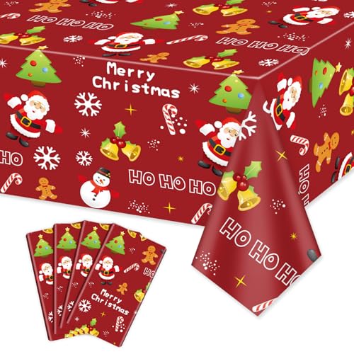 PTECDROTS 4 Stück Weihnachtstischdecken, Rechteckige Weihnachtstischdekorationen, Rot, Weihnachtstischdecke Für Winterurlaub, Neujahr, Weihnachtsfeier, Partyzubehör, 130 X 220 cm, PTECDROTS 4 Stück Weihnachtstischdecken, Rechteckige Weihnachtstischdekorationen, Rot, Weihnachtstischdecke Für Winterurlaub, Neujahr, Weihnachtsfeier, Partyzubehör, 130 X 220 cm, von PTECDROTS