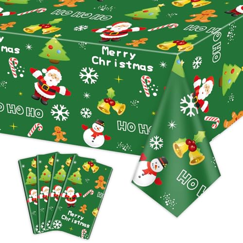 PTECDROTS 4 Stück Weihnachtstischdecken, rechteckig, Weihnachtstischdekoration, grün, Weihnachtstischdecke für Winterurlaub, Neujahr, Weihnachtsfeierzubehör, 130 x 220 cm PTECDROTS 4 Stück Weihnachtstischdecken, rechteckig, Weihnachtstischdekoration, grün, Weihnachtstischdecke für Winterurlaub, Neujahr, Weihnachtsfeierzubehör, 130 x 220 cm von PTECDROTS
