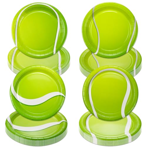 PTECDROTS 80Pcs Tennis Party Dekorationen Platten - einschließlich 9" Tennisl Ball Platten Einweg-Dessert-Platten für Kinder Fan Tennis Thema Sportveranstaltung Tennis-Party-Zubehör PTECDROTS 80Pcs Tennis Party Dekorationen Platten - einschließlich 9" Tennisl Ball Platten Einweg-Dessert-Platten für Kinder Fan Tennis Thema Sportveranstaltung Tennis-Party-Zubehör von PTECDROTS