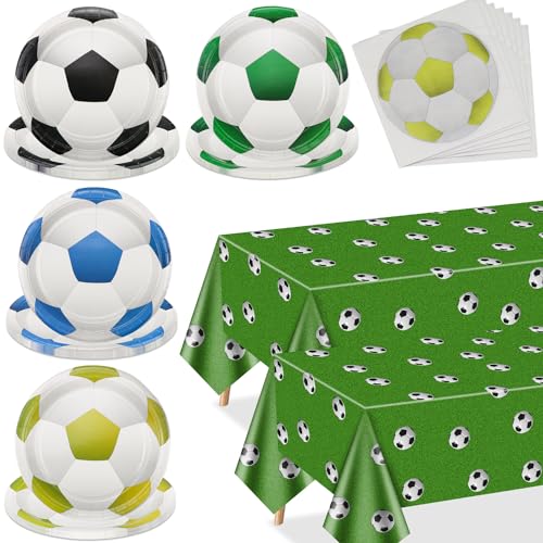 PTECDROTS Fußball-Party-Dekorationen - Fußball-Party-Supplies einschließlich Fußball-Teller, Servietten, Tischdecke für Kinder Fußball-Thema Fan-Sport-Veranstaltung PTECDROTS Fußball-Party-Dekorationen - Fußball-Party-Supplies einschließlich Fußball-Teller, Servietten, Tischdecke für Kinder Fußball-Thema Fan-Sport-Veranstaltung von PTECDROTS