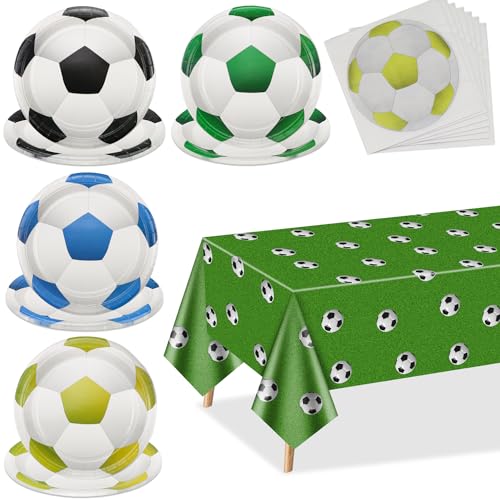 PTECDROTS Fußball-Party-Dekorationen - Fußball-Party-Supplies einschließlich Fußball-Teller, Servietten, Tischdecke für Kinder Fußball-Thema Fan-Sport-Veranstaltung PTECDROTS Fußball-Party-Dekorationen - Fußball-Party-Supplies einschließlich Fußball-Teller, Servietten, Tischdecke für Kinder Fußball-Thema Fan-Sport-Veranstaltung von PTECDROTS