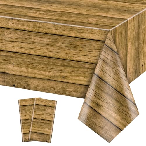 PTECDROTS Holztischdecke, rustikale Tischdecken, rechteckige Tischdekoration für rustikale Party-Dekoration, Geburtstagsparty, Grillparty, Dekoration, 130 x 230 cm, Braun, 2 Stück PTECDROTS Holztischdecke, rustikale Tischdecken, rechteckige Tischdekoration für rustikale Party-Dekoration, Geburtstagsparty, Grillparty, Dekoration, 130 x 230 cm, Braun, 2 Stück von PTECDROTS