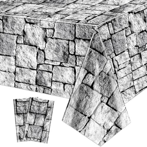 Steinwand-Tischdecken, Kopfsteinpflaster-Tischdecken, rechteckige Ziegel-Tischdecke, Steinwand-Hintergrund für mittelalterliche Burgritter, Halloween-Partyzubehör, 130 x 230 cm, 2 Stück Steinwand-Tischdecken, Kopfsteinpflaster-Tischdecken, rechteckige Ziegel-Tischdecke, Steinwand-Hintergrund für mittelalterliche Burgritter, Halloween-Partyzubehör, 130 x 230 cm, 2 Stück von PTECDROTS
