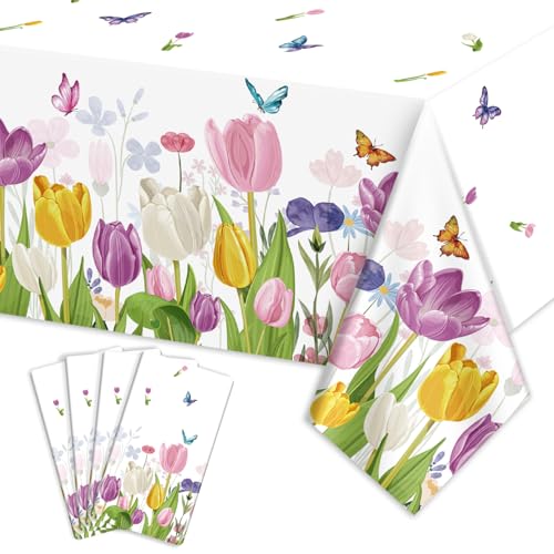 Tulpen-Party-Tischdecken, rechteckig, Blumen-Tischdecken, Aquarell, Tulpe, Tischdecke, Schmetterlingstischdecke für Tee, Lila, Schmetterling, Tulpen, Frühling, Geburtstag Tulpen-Party-Tischdecken, rechteckig, Blumen-Tischdecken, Aquarell, Tulpe, Tischdecke, Schmetterlingstischdecke für Tee, Lila, Schmetterling, Tulpen, Frühling, Geburtstag von PTECDROTS