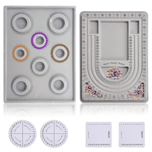 2 Stück Perlenbrett, Halskette und Armband Design Board Bead Design Brett für Perlen Webwerkzeug Halskette DIY Schmuck Machen (Grau) von PTHDEW