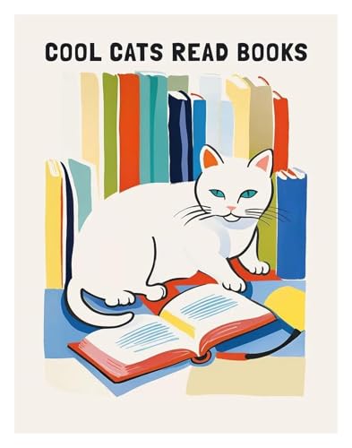 Wandkunst-Leinwanddrucke Lustige Katzen Französisch Jazz Und Wein Poster Lesen Hobbys Cartoon Drucke Leinwand Malerei Wand Kunst Bilder Home Wohnzimmer Dekor(C,40x60cm) von PTHEN
