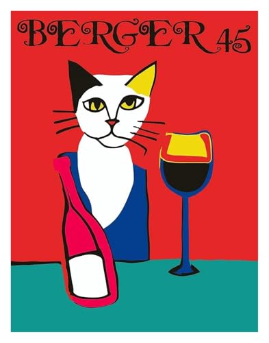 Wandkunst-Leinwanddrucke Lustige Katzen Französisch Jazz Und Wein Poster Lesen Hobbys Cartoon Drucke Leinwand Malerei Wand Kunst Bilder Home Wohnzimmer Dekor(F,20x30cm) von PTHEN