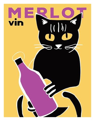 Wandkunst-Leinwanddrucke Lustige Katzen Französisch Jazz Und Wein Poster Lesen Hobbys Cartoon Drucke Leinwand Malerei Wand Kunst Bilder Home Wohnzimmer Dekor(M,50x70cm) von PTHEN