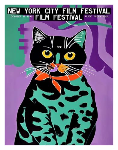 Wandkunst-Leinwanddrucke Lustige Katzen Französisch Jazz Und Wein Poster Lesen Hobbys Cartoon Drucke Leinwand Malerei Wand Kunst Bilder Home Wohnzimmer Dekor(N,50x70cm) von PTHEN
