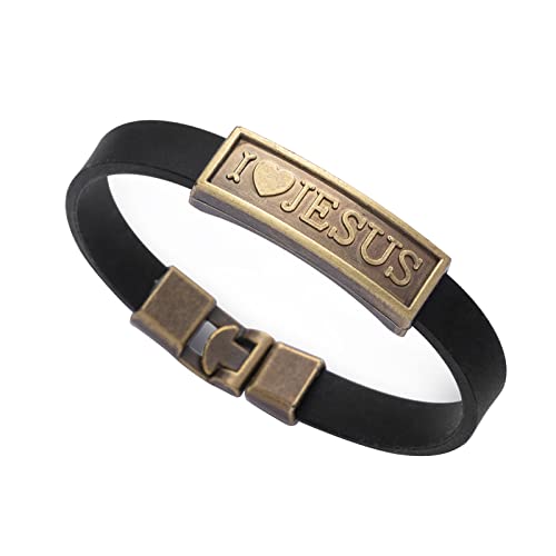 PTILSERY Geprägtes Buchstaben-Armband, Vintage-Buchstaben-Jesus-Armband, Buchstaben-Armband, Silikon-Buchstaben-Armreif, religiöser Schmuck, Silikon-Jesus-Armband von PTILSERY