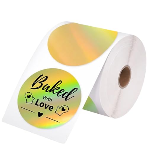 Thermo Etiketten, Holographic Thermo Etiketten, Selbstklebend Rolle Adressaufkleber, Punkte Thermische-Etikett, Wasserdicht Drucker Aufkleber für Logo (400pcs 50 * 50mm) von PTJJXA
