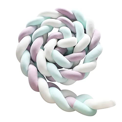Braided Bed Snake, Bed Snake, Edge Protection, Bed Border, Knot Cushion, Side Sleeper Pillow, Head Protection, Sofa Cushion,Green + Purple,1m von PTKG