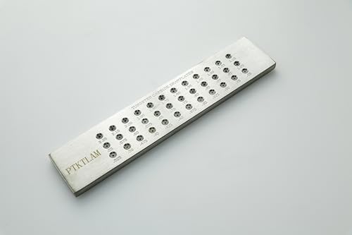 PTKTLAM Hochpräzise 304 Edelstahl, runde Drahtziehplatte mit Wolframkarbid-Innenloch, robustes Werkzeug für Juweliere, Toleranz in negativen 0,01–0,02 mm (0,26–2,2 mm, 36 Löcher) von PTKTLAM