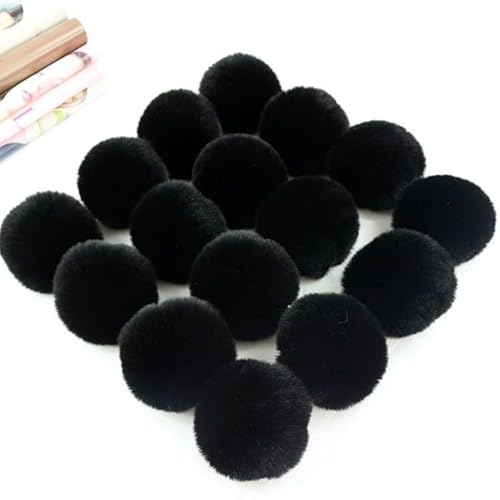 10 Stück Kunstfell Pompon Fellbommel 7cm Flauschiger Pompon Fellbommel für Damen Mädchen Tasche Mützen Anhängern Dekoration DIY Fell Pom Poms für Hüte Schuhe Schals Strickmütze Zubehör-Schwarz von PTNKUIIY