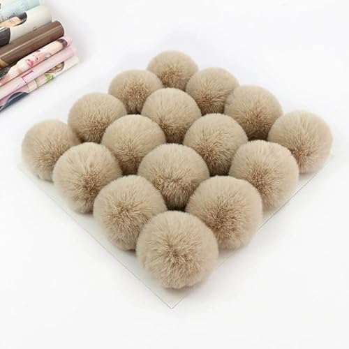 15 Stück Kunstfell Pompon Fellbommel 7cm Kunstfell Bommel Fellbommel Pom Pom DIY mit Gummiband Kunstfell Pom Ball für Mützen Schlüsselanhänger Schals Tasche Strickmütze Zubehör -Aprikose von PTNKUIIY