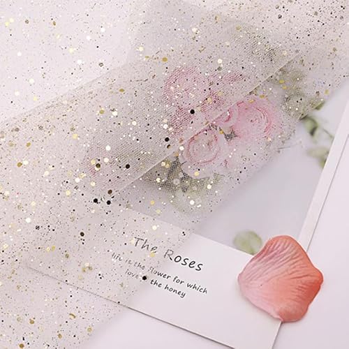 150cm * 1m Deko-Stoff Kostümstoff Sparkly Pailletten Stoffe Netzstoff zum Dekorieren Basteln Hauch Zart Durchsichtig Glitzer Garn Tüll Deko Stoffe für DIY handgemachte Kleidung Hochzeit-Weiße Gold 150cm * 1m Deko-Stoff Kostümstoff Sparkly Pailletten Stoffe Netzstoff zum Dekorieren Basteln Hauch Zart Durchsichtig Glitzer Garn Tüll Deko Stoffe für DIY handgemachte Kleidung Hochzeit-Weiße Gold von PTNKUIIY