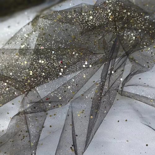 150cm * 2m Deko-Stoff Kostümstoff Sparkly Pailletten Stoffe Netzstoff zum Dekorieren Basteln Hauch Zart Durchsichtig Glitzer Garn Tüll Deko Stoffe für DIY handgemachte Kleidung Hochzeit-Schwarz Gold 150cm * 2m Deko-Stoff Kostümstoff Sparkly Pailletten Stoffe Netzstoff zum Dekorieren Basteln Hauch Zart Durchsichtig Glitzer Garn Tüll Deko Stoffe für DIY handgemachte Kleidung Hochzeit-Schwarz Gold von PTNKUIIY
